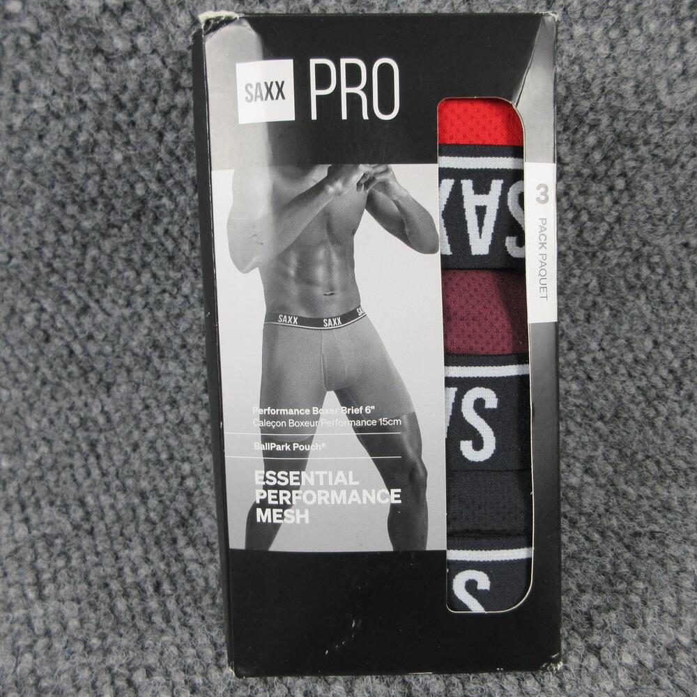 Saxx Boxer Briefs Mens L Multicolor Performance Microfiber BallPark 3 Pack NWOT